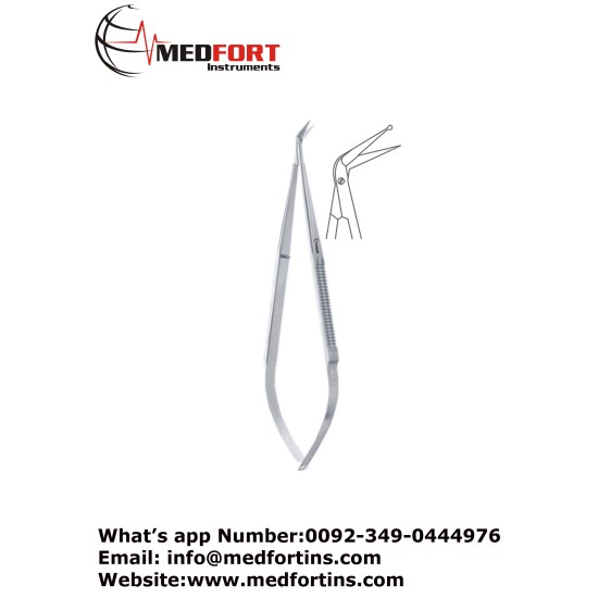 Micro Vascular Scissors Fine Blades One Blade with Probe Tip Angled 60, 16.5 cm