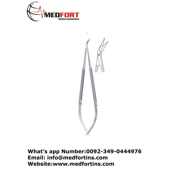 Micro Vascular Scissors Round Handle Delicate Blades One Blade with Probe Tip Angled 25, 16.5 cm 