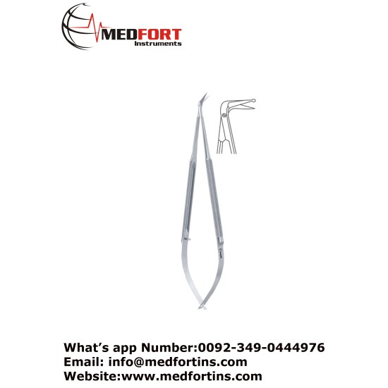  Micro Vascular Scissors Round Handle Delicate Blades One Blade with Probe Tip Angled 90, 16.5 cm