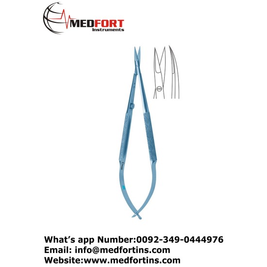  Titanium Micro Scissor Curved Round Handle, 21 cm