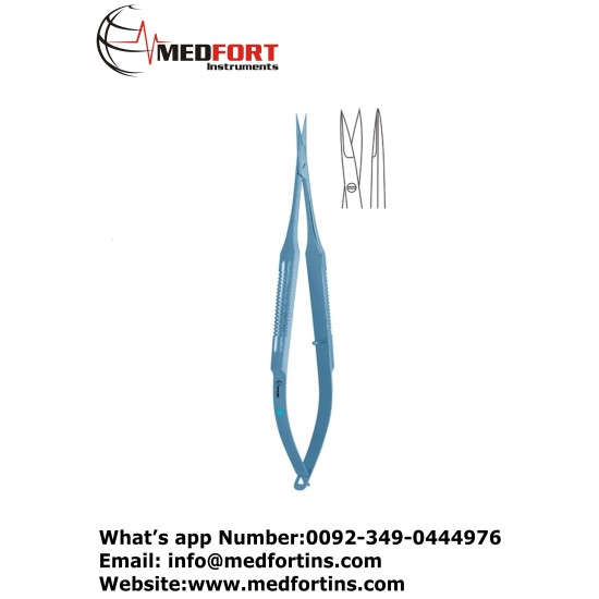  Titanium Micro Scissor Straight Flat Handle, 18 cm