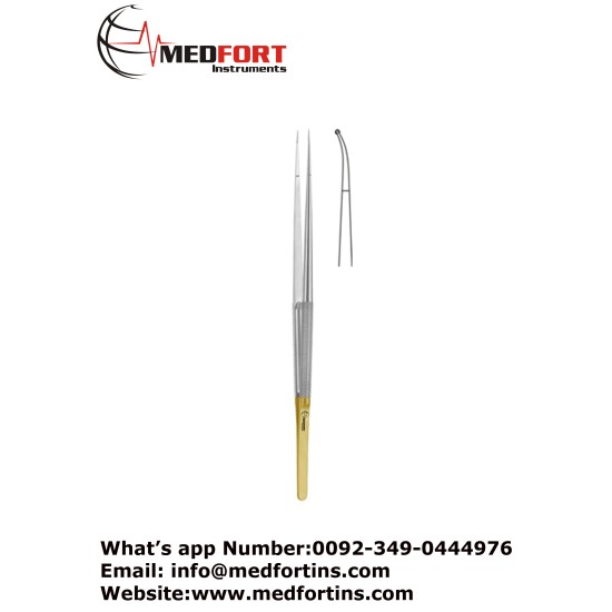 Diam-n-Dust™ Micro Ring Forcep, Curved - With Long Platform 21 cm