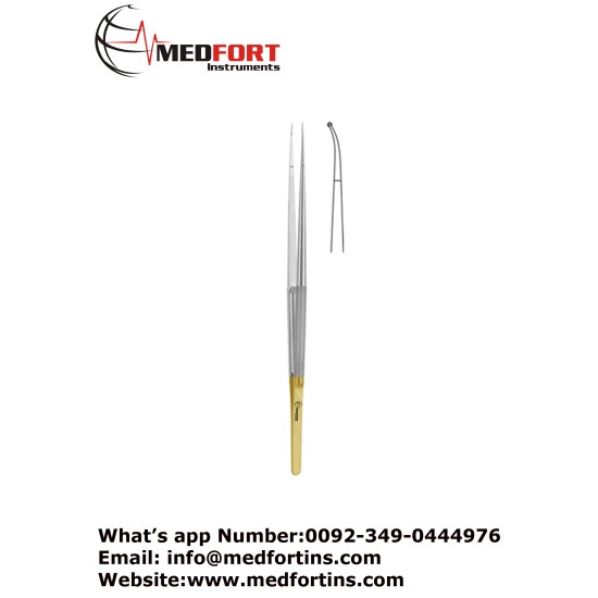 Diam-n-Dust™ Micro Ring Forcep, Curved - With Long Platform 18.5 cm