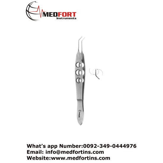  IOL Inserting Forcep, Curved - Highly Polished Round Jaws for Holding Soft IOLs 10 cm