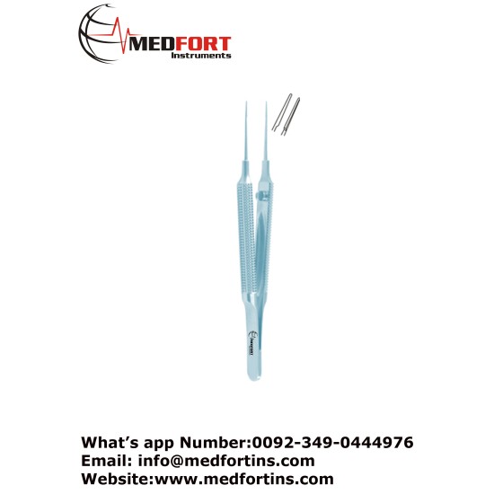  Suture Tying Forcep, Curved - Round Handle with Guide Pin - Extra Delicate Smooth Jaws 10.5 cm