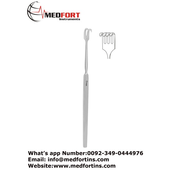 Wound Retractor, 4 Blunt Prongs - Small Curve 16.5 cm - 6 1/2" Width 9.5 mm