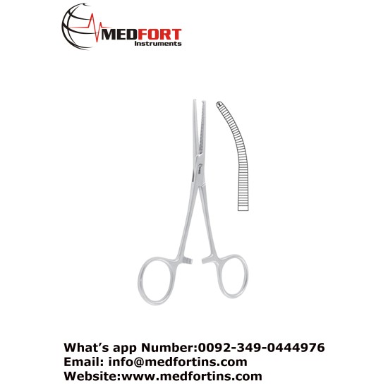  Kocher-Nippon Haemostatic Forceps, Curved - 1 x 2 Teeth 14.5 cm - 5 3/4"