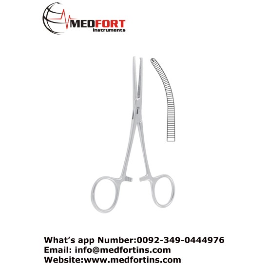 Kocher-Nippon Haemostatic Forceps, Curved - 1 x 2 Teeth 18 cm - 7"
