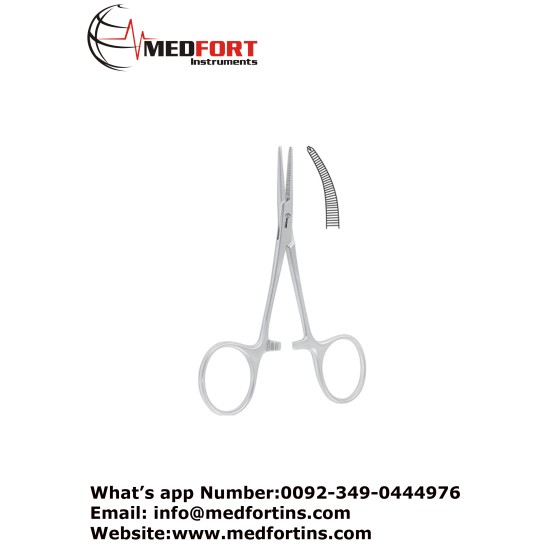  Hartmann Haemostatic Forcep, Curved - 1 x 2 Teeth 9.5 cm - 3 3/4"