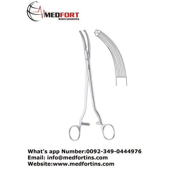 Mikulicz Peritoneum Forcep,Curved - Longitudinal Serrations - 1 x 2 Teeth 24.5 cm - 9 3/4"