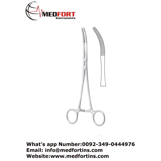 Mikulicz Peritoneum Forcep, Curved - 1 x 2 Teeth 18.5 cm - 7 1/4"