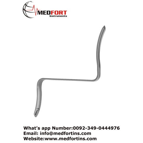 Doane Knee Retractor Blade Double-ended. Medium. Blade 5.7cm and 7.5cm deep, 15.2cm long, 1.1cm wide.