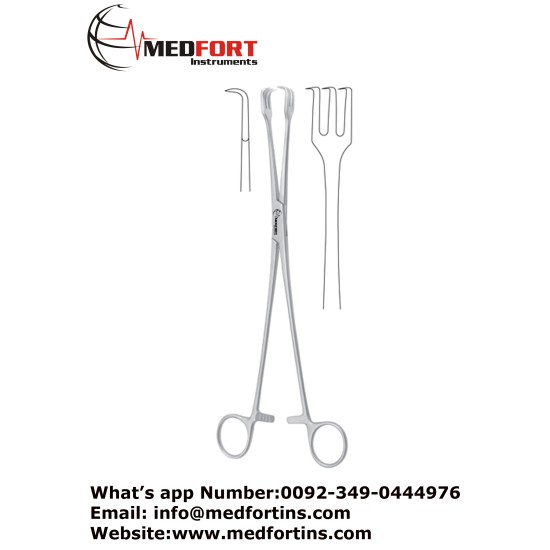 Schroeder Tenaculum Forcep, Straight - 3 x 3 Teeth 27 cm - 10 3/4"
