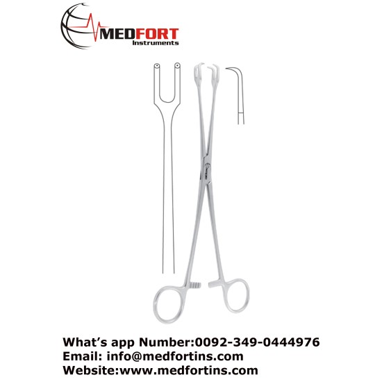 Schroeder Tenaculum Forcep, Straight - 2 x 2 Teeth 25 cm - 9 3/4"