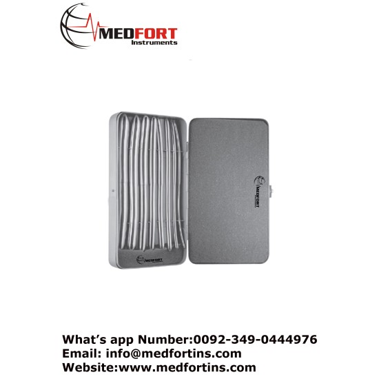 "Hegar Uterine Dilators Set of 8, With Metal Case "
