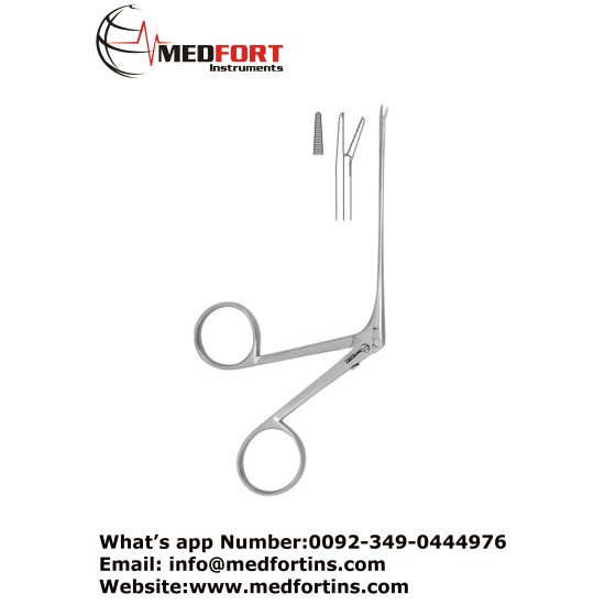 Alligator Forceps, Serrated-Straight 8 cm - 3" Jaw Size 4.0 x 0.8 mm