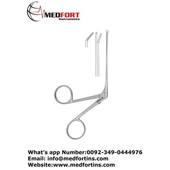 Alligator Forceps, Serrated-Right 8 cm - 3" Jaw Size 4.0 x 0.8 mm
