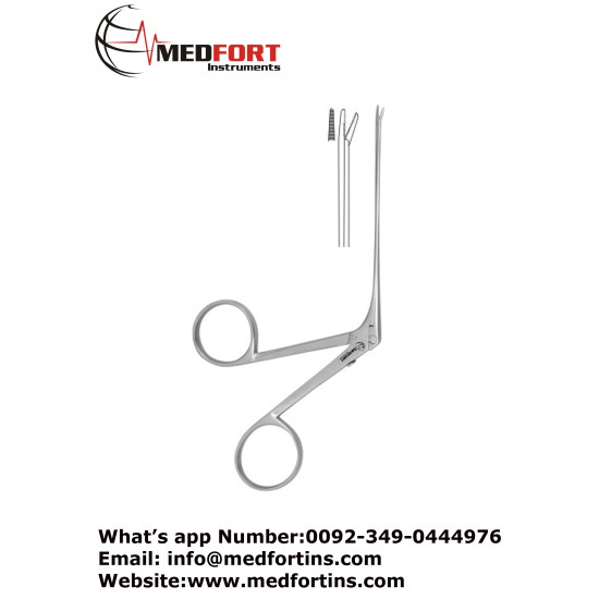 Alligator Forceps, Serrated-Straight 8 cm - 3" Jaw Size 4.0 x 0.6 mm