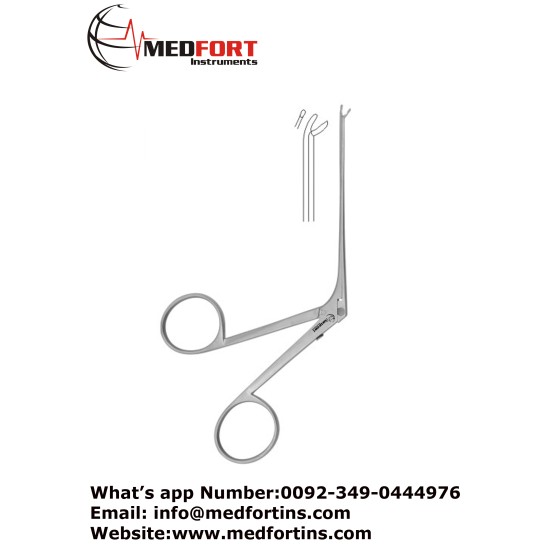  Alligator Forceps, Right - Cup Shaped 8 cm - 3" Cup Size - Jaw Size 0.6 x 0.5 mm - 3.5 mm