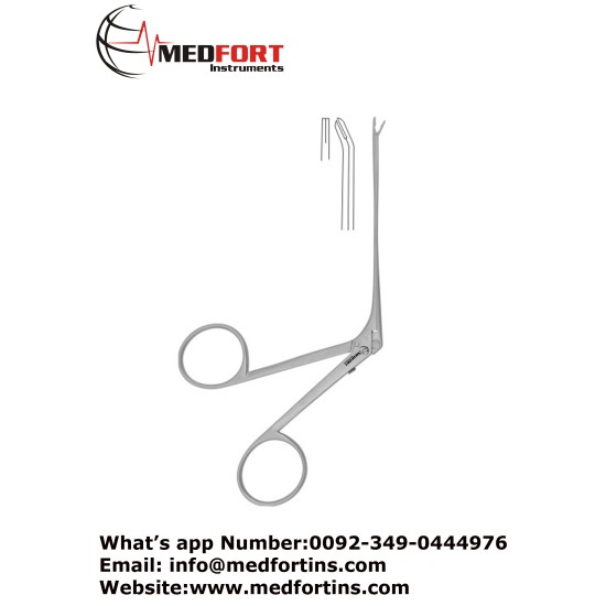 Alligator Forceps, Bent Downwards 8 cm - 3" Jaw Size 3.5 x 0.8 mm