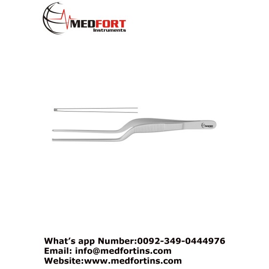 Gruenwald (Lucae) Ear Forcep, 1 x 2 Teeth - Bayonet Shaped 14.5 cm - 5 3/4"