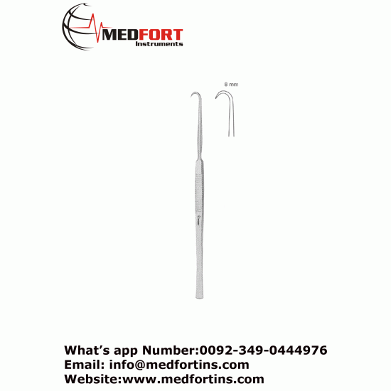 Bergmann Retractor Hook, 14cm, Single Prong, Sharp