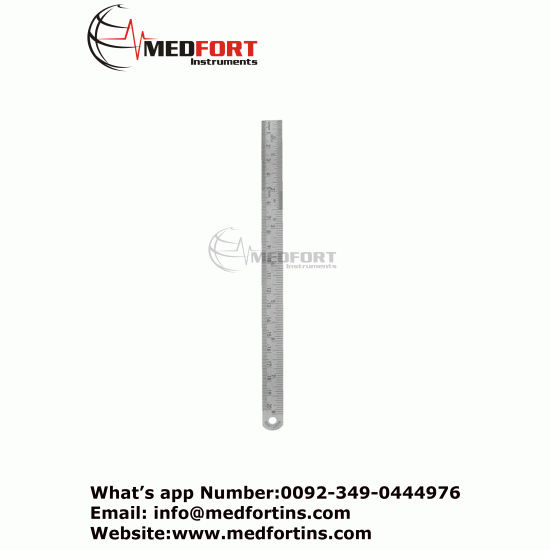 Ruler, Stainless Steel, Graduations In Millimeters And Inches, 20cm (7-7/8")