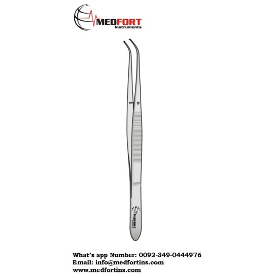 TISSUE FORCEPS CURVED, 1X2 TEETH, 12,5 CM