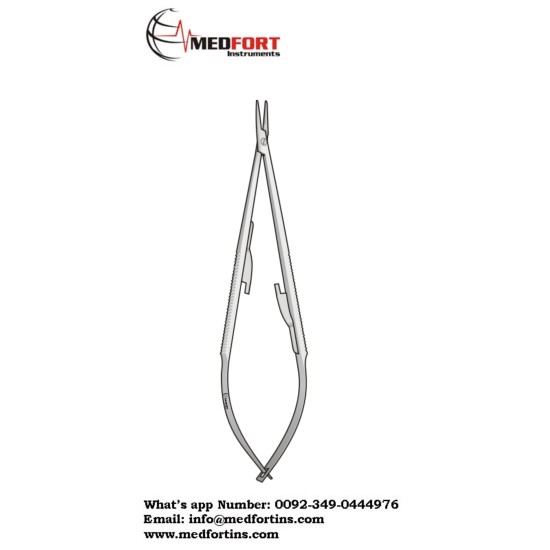 MICRO NEEDLE HOLDER CASTROVIEJO, CURVED 14 CM